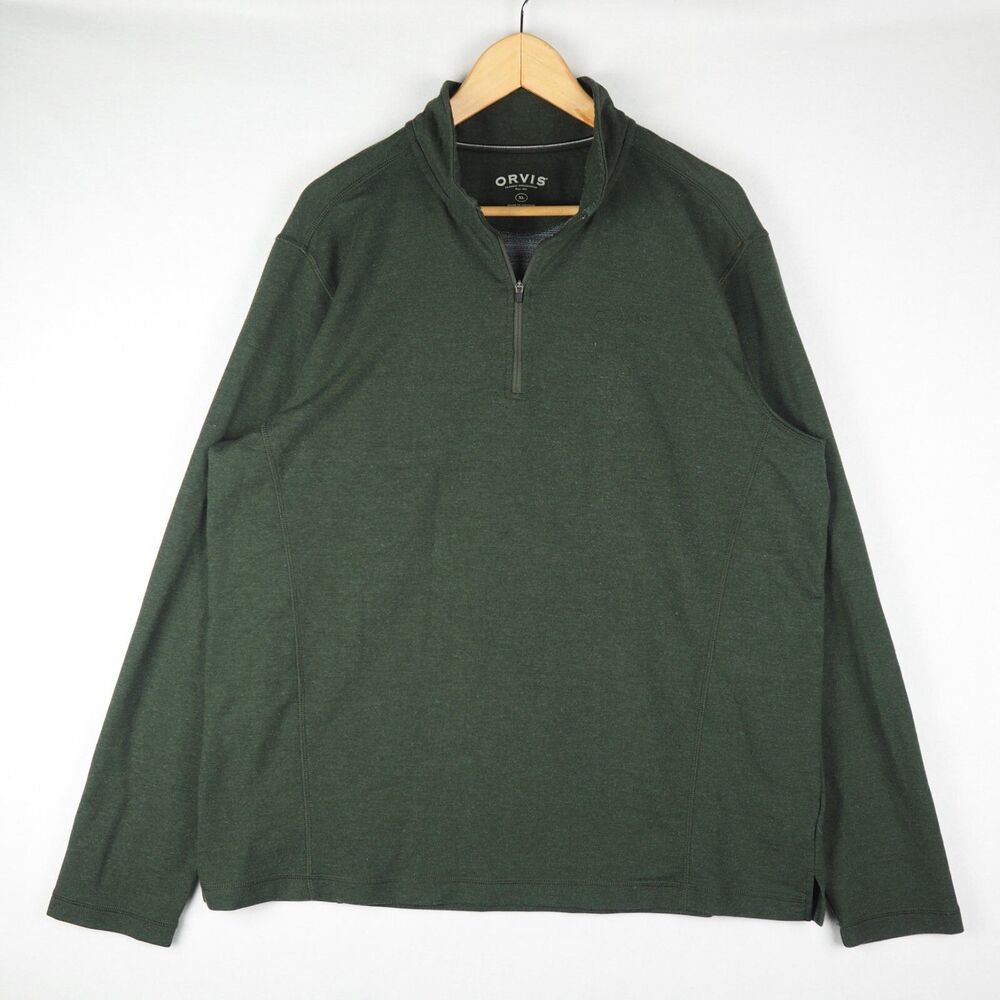 Orvis Men’s XL Green Quarter Zip Pullover Classic Collection Fly Fishing Stretch